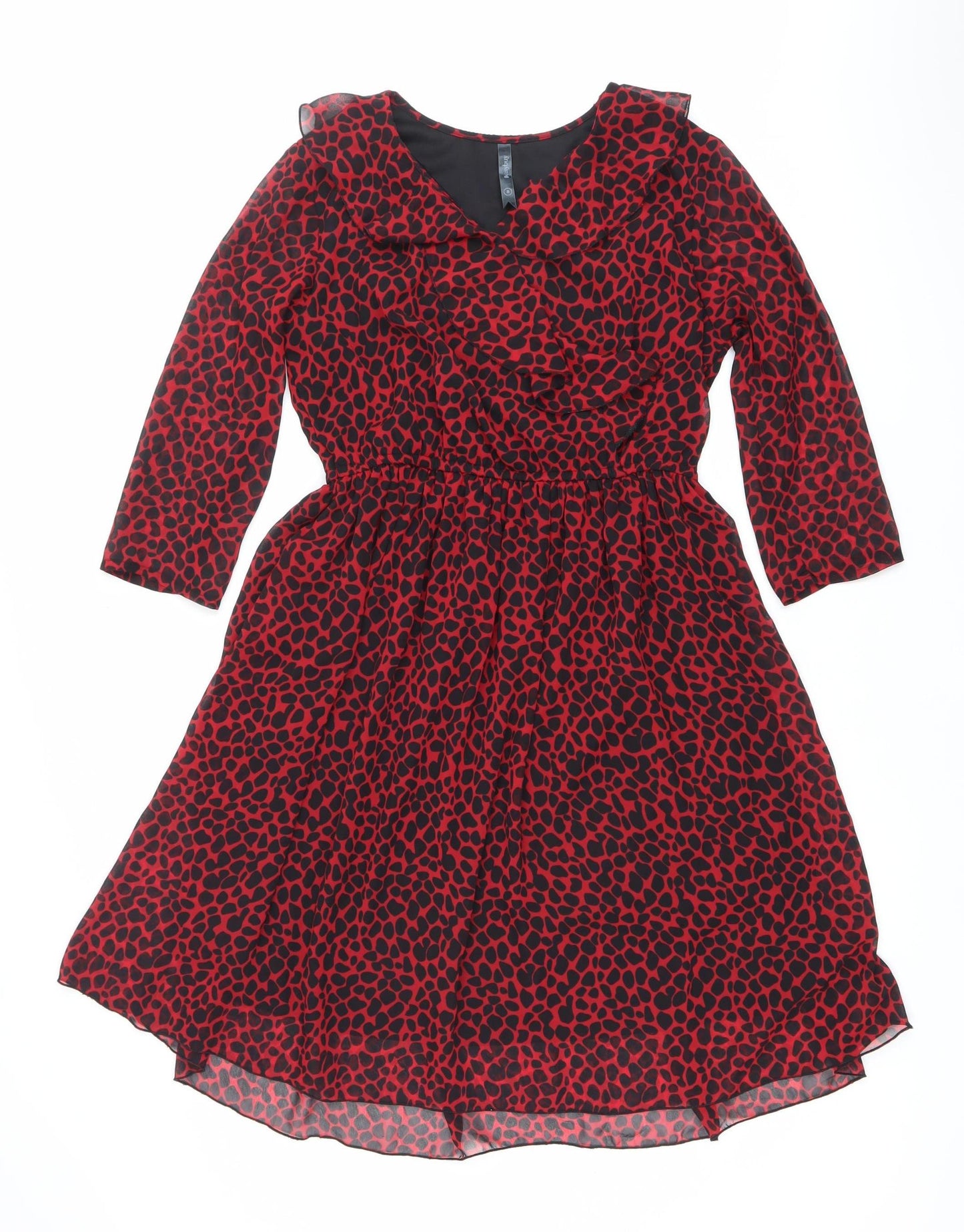 Easybuy Women Red Animal Print A-Line Knee Length Dress S