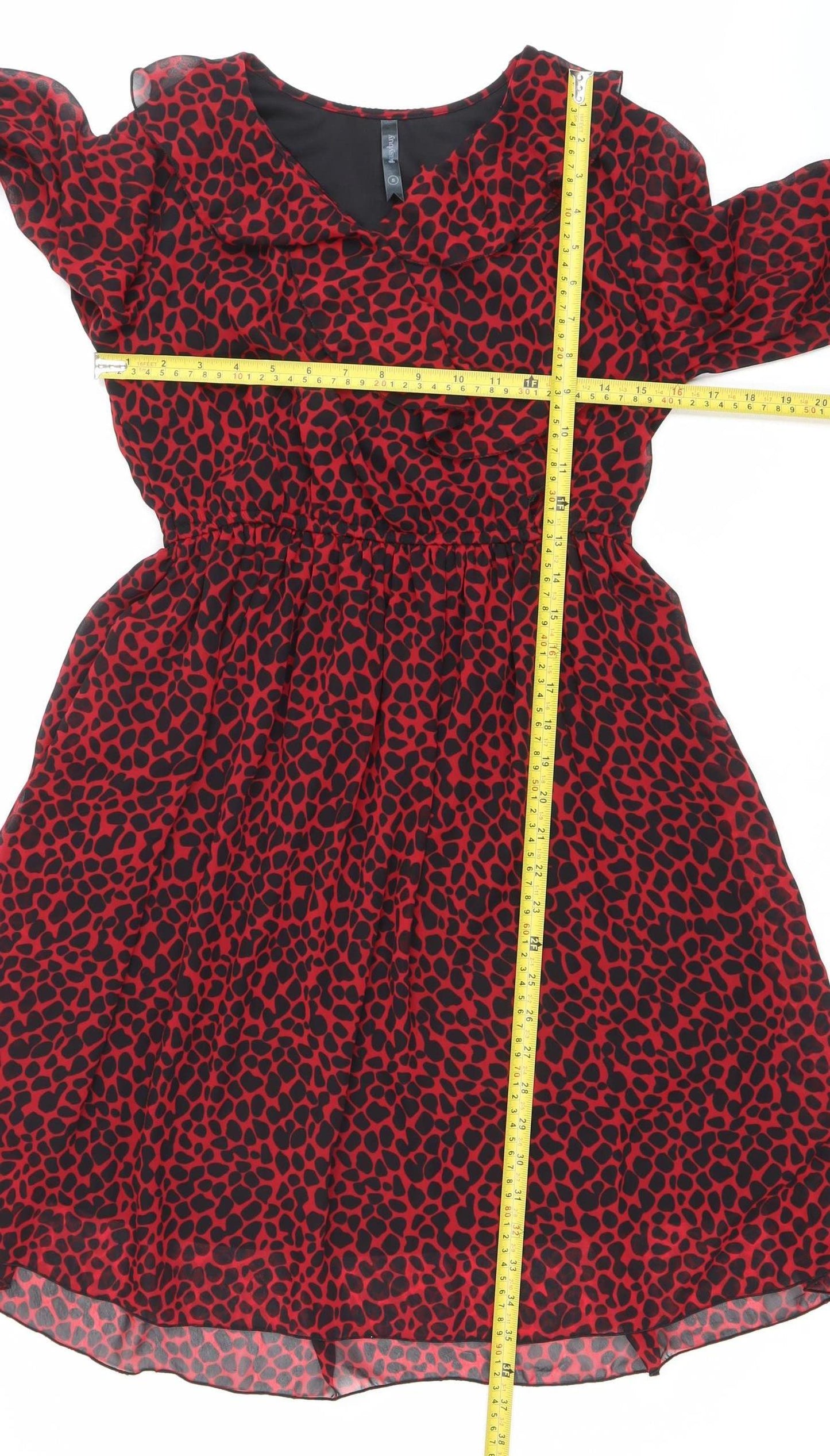 Easybuy Women Red Animal Print A-Line Knee Length Dress S
