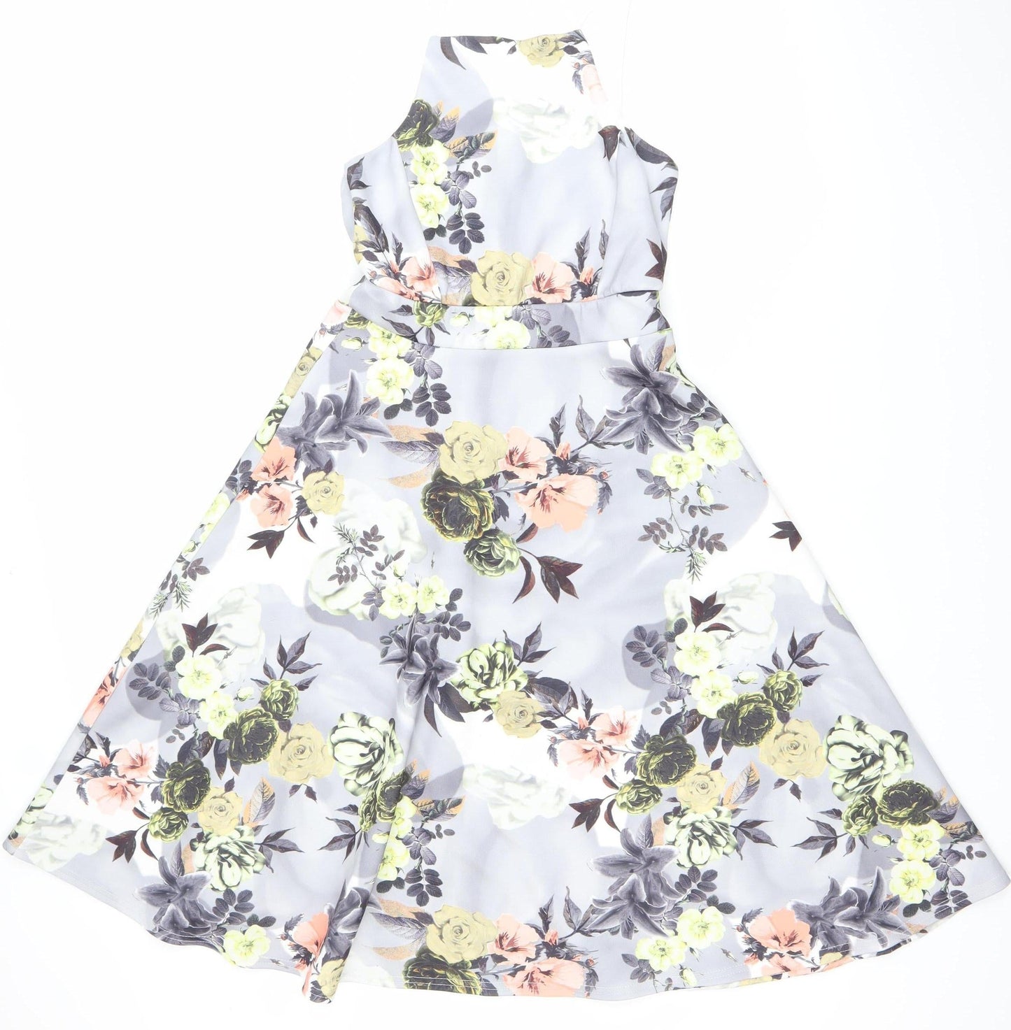 Boohoo Women’s Multicoloured Floral Skater Dress Size 10 Halter Neck