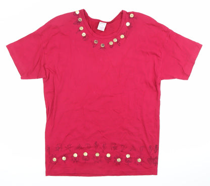 Womens UK Size L Country Casuals Red Basic T-Shirt