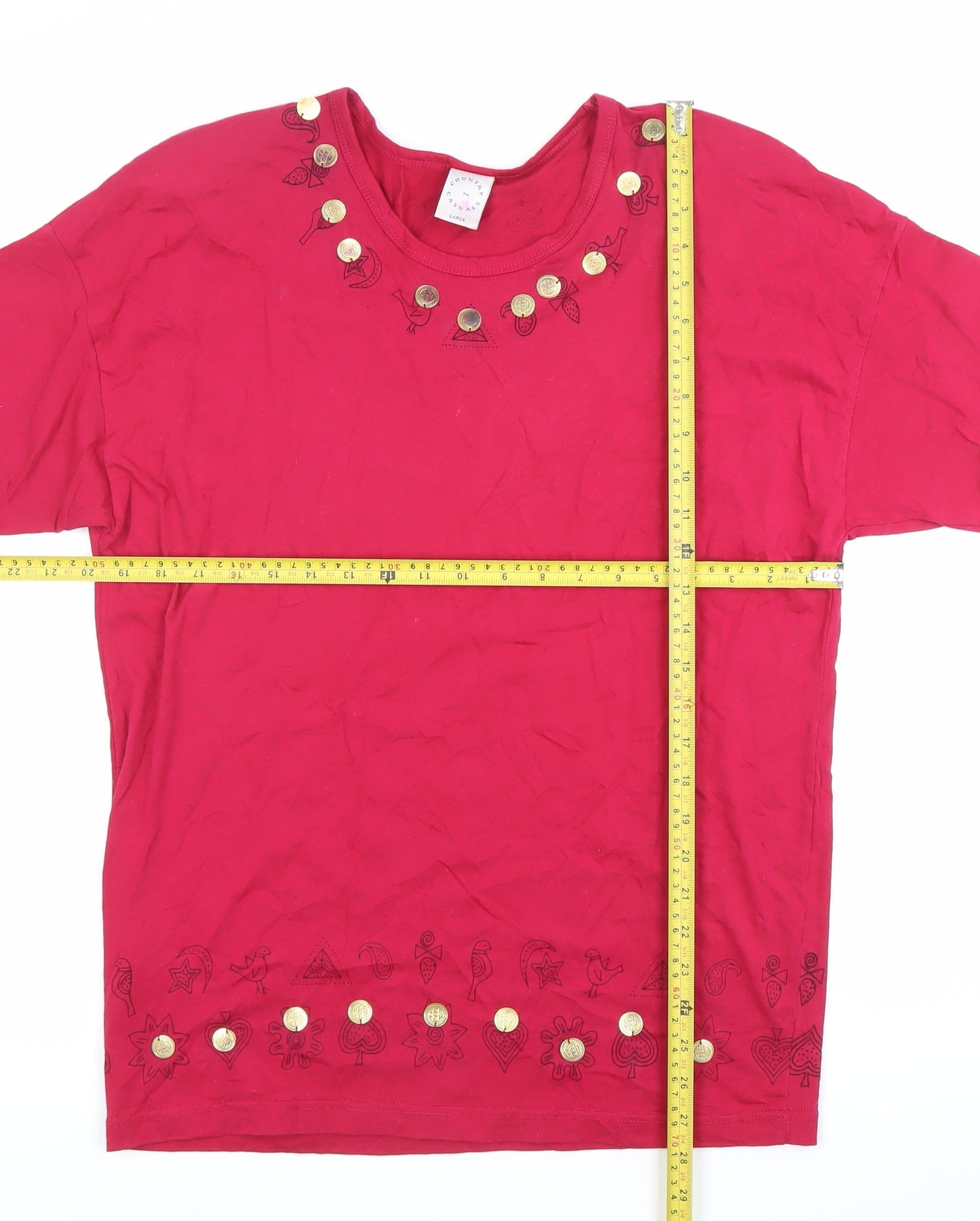 Womens UK Size L Country Casuals Red Basic T-Shirt