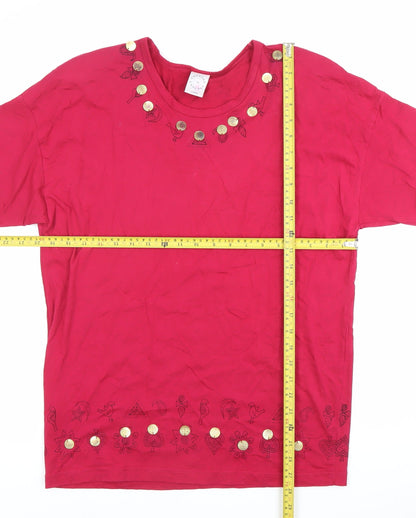 Womens UK Size L Country Casuals Red Basic T-Shirt