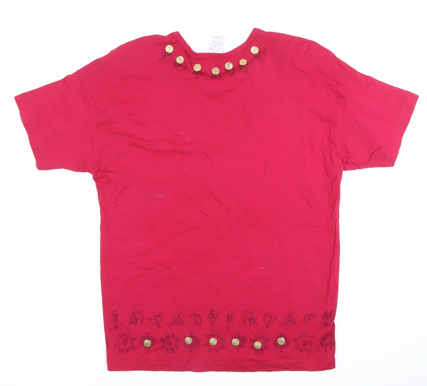 Womens UK Size L Country Casuals Red Basic T-Shirt