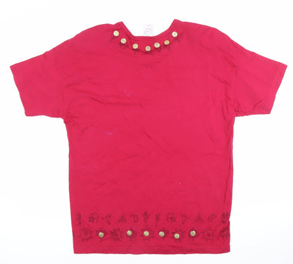Womens UK Size L Country Casuals Red Basic T-Shirt