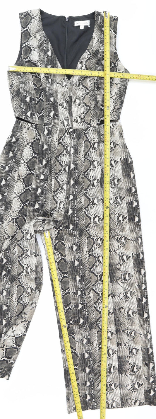 Warehouse Womens Multicoloured Snake Print Jumpsuit Size 12 V-Neck Wide-Leg