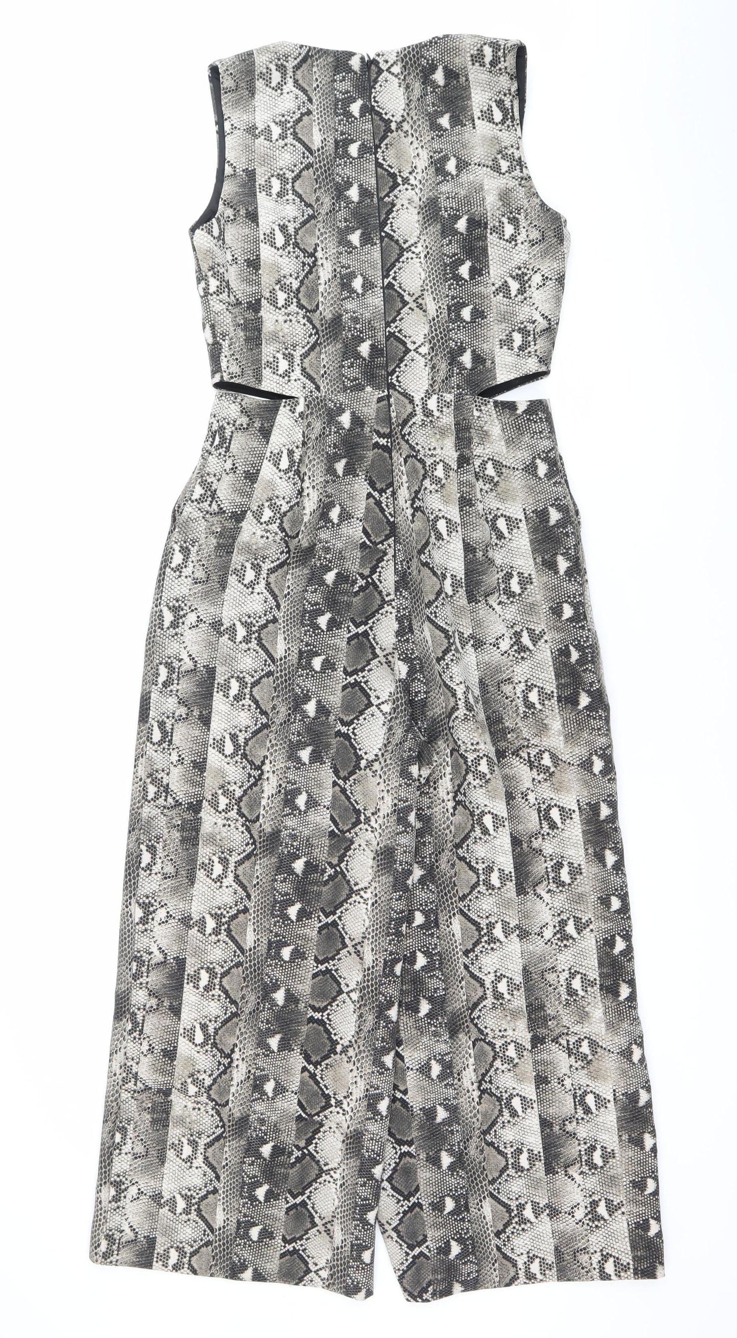 Warehouse Womens Multicoloured Snake Print Jumpsuit Size 12 V-Neck Wide-Leg