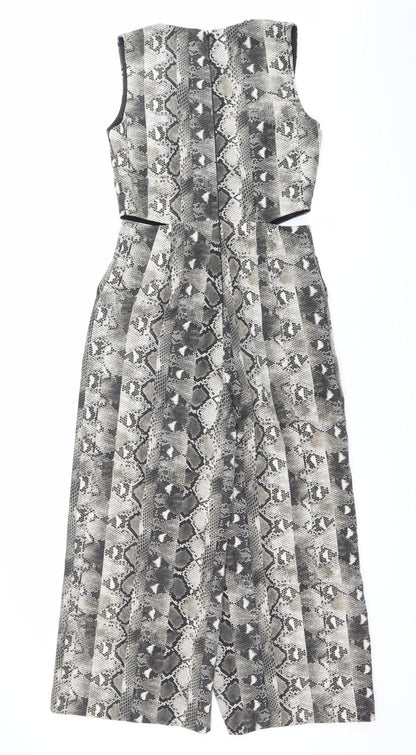 Warehouse Womens Multicoloured Snake Print Jumpsuit Size 12 V-Neck Wide-Leg