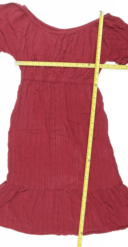 Next Women’s Red A-Line Short Sleeve Scoop Neck Dress Size 8