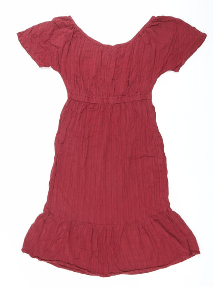 Next Women’s Red A-Line Short Sleeve Scoop Neck Dress Size 8