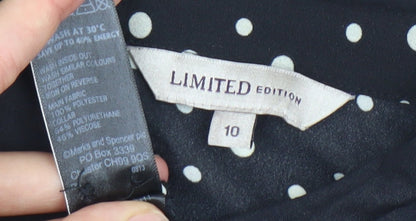 Womens UK Size 10 Marks and Spencer Black Basic Button-Up