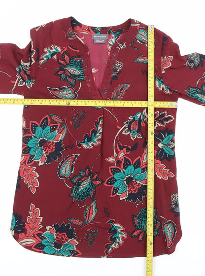 Womens UK Size 2XS Van Heusen Red Tunic Blouse