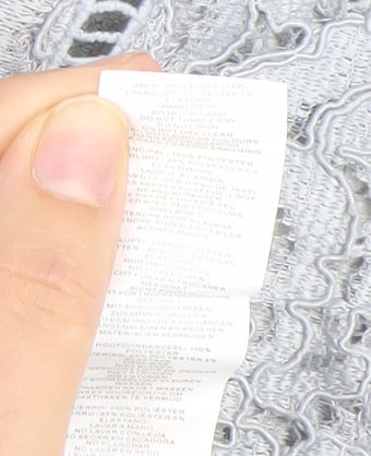 Boohoo Women Grey Lace Skater Dress Size 6 High Neck Sleeveless Party