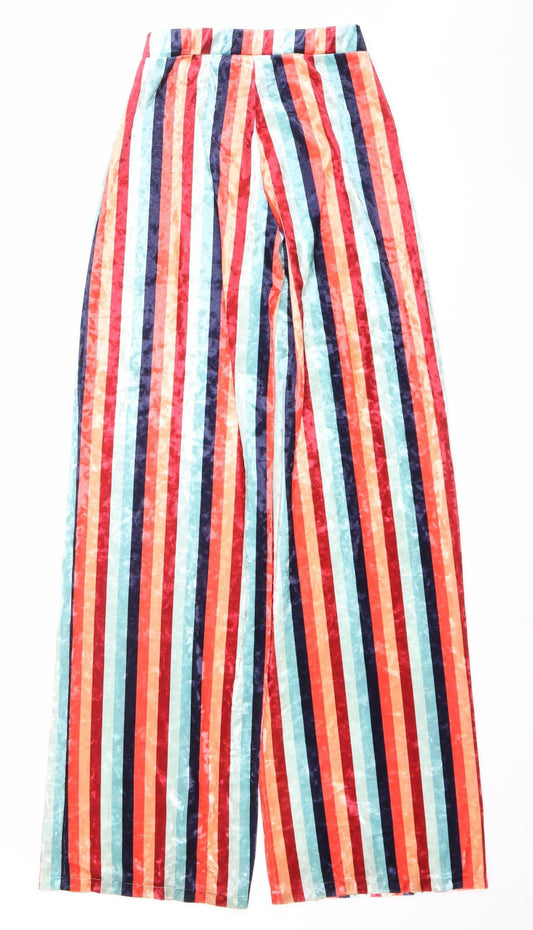 Nasty Gal Women’s Multicoloured Striped Wide-Leg Trousers UK 6