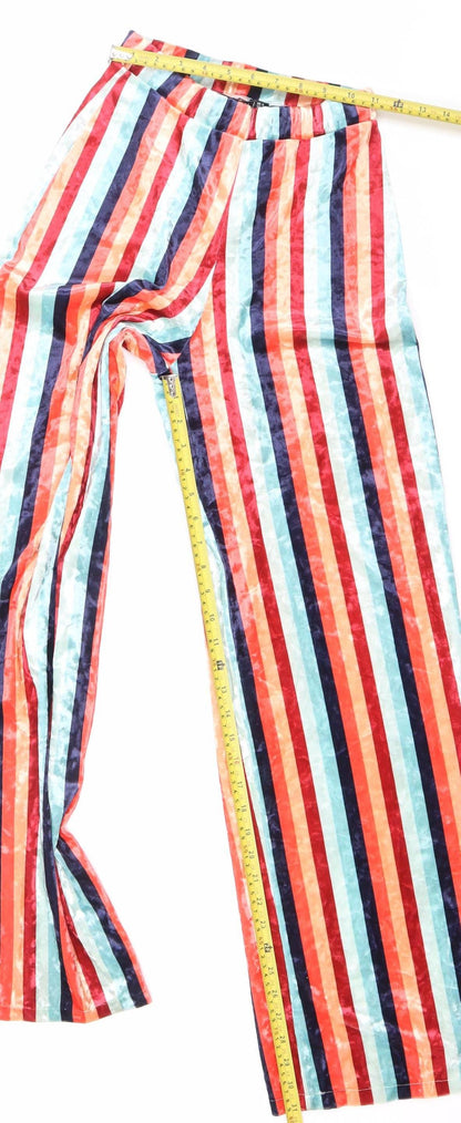 Nasty Gal Women’s Multicoloured Striped Wide-Leg Trousers UK 6