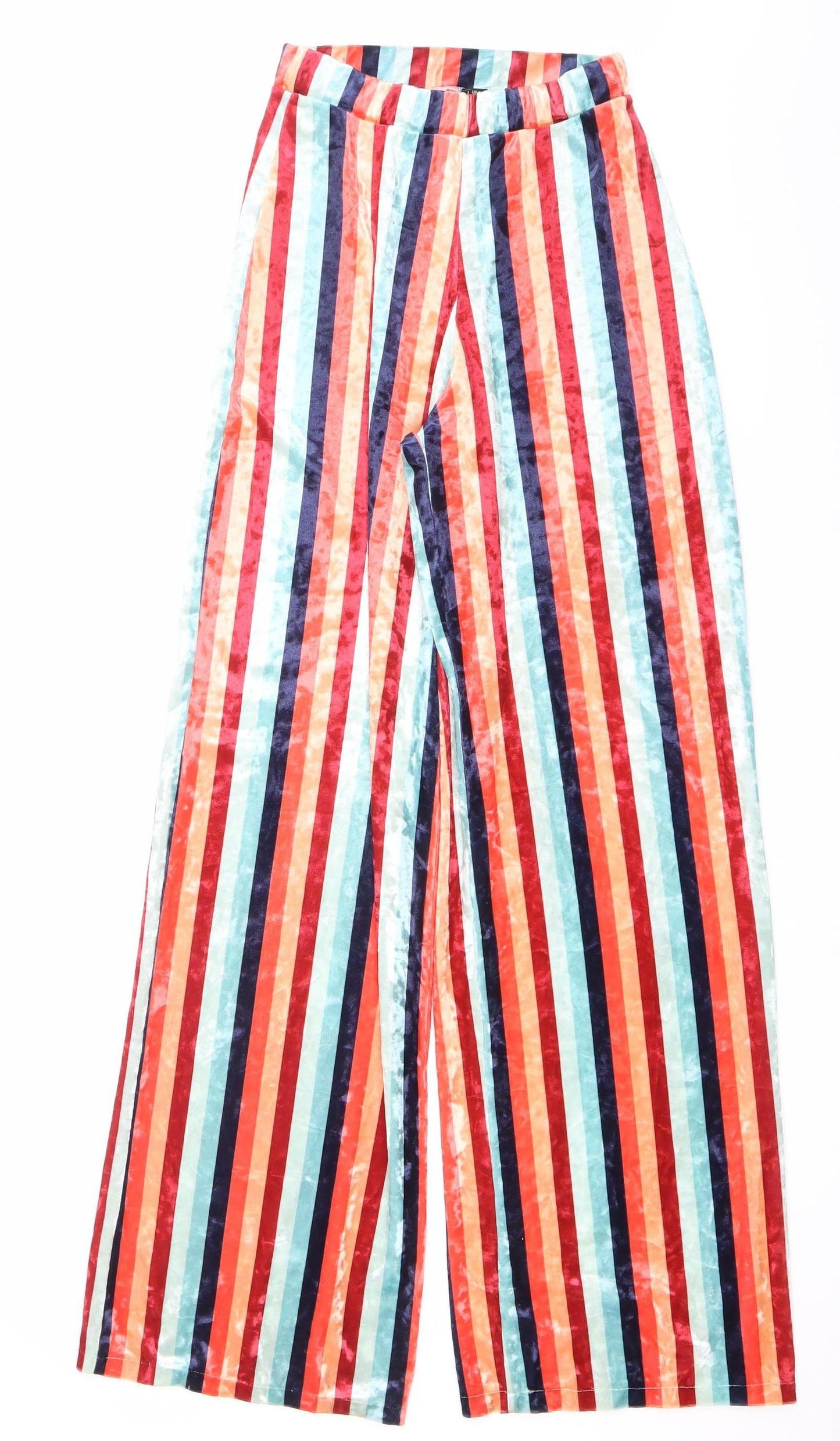 Nasty Gal Women’s Multicoloured Striped Wide-Leg Trousers UK 6