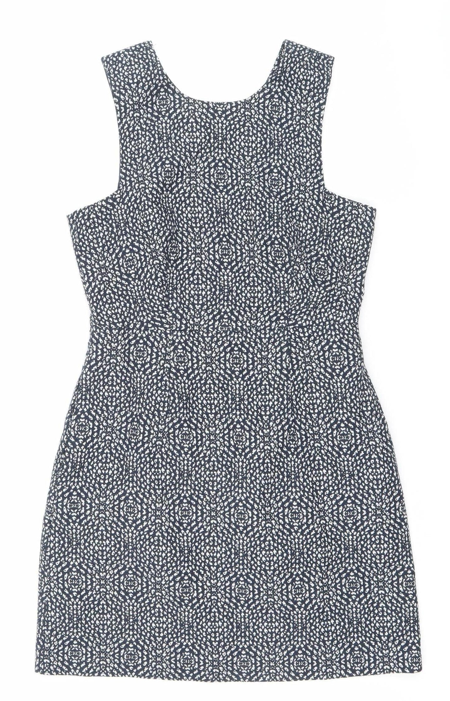 H&M Women’s Blue Geometric Bodycon Sleeveless Dress Size 10