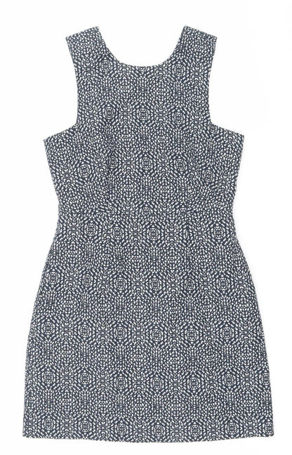 H&M Women’s Blue Geometric Bodycon Sleeveless Dress Size 10