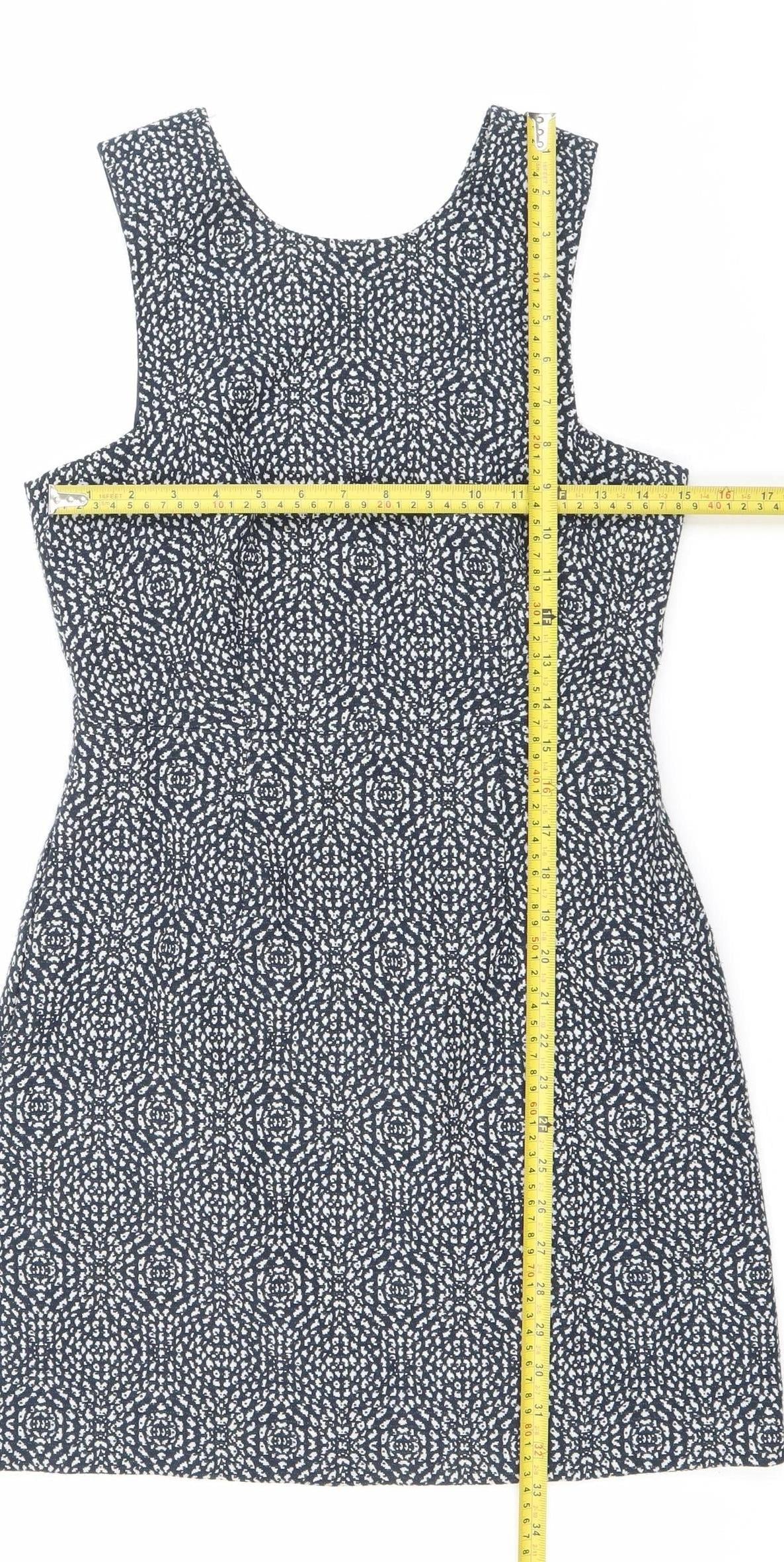 H&M Women’s Blue Geometric Bodycon Sleeveless Dress Size 10