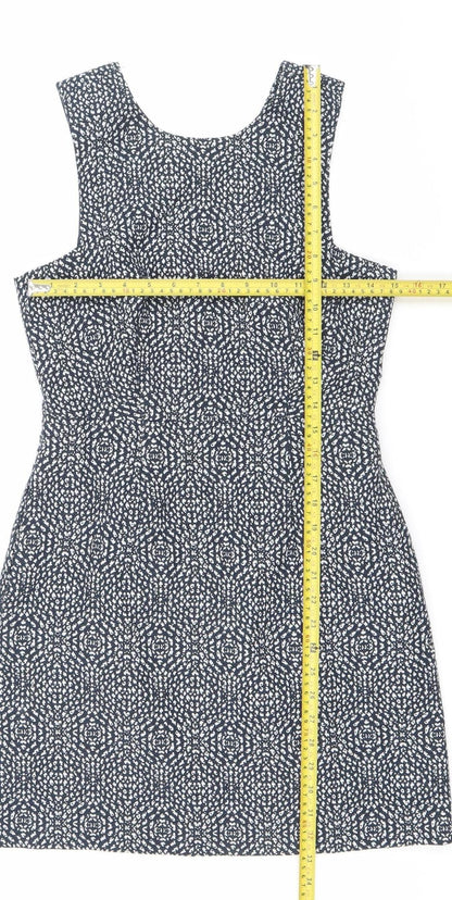 H&M Women’s Blue Geometric Bodycon Sleeveless Dress Size 10