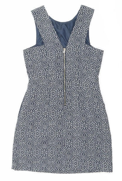 H&M Women’s Blue Geometric Bodycon Sleeveless Dress Size 10