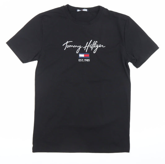 Tommy Hilfiger Men’s Black T-Shirt M Logo Embroidered Cotton