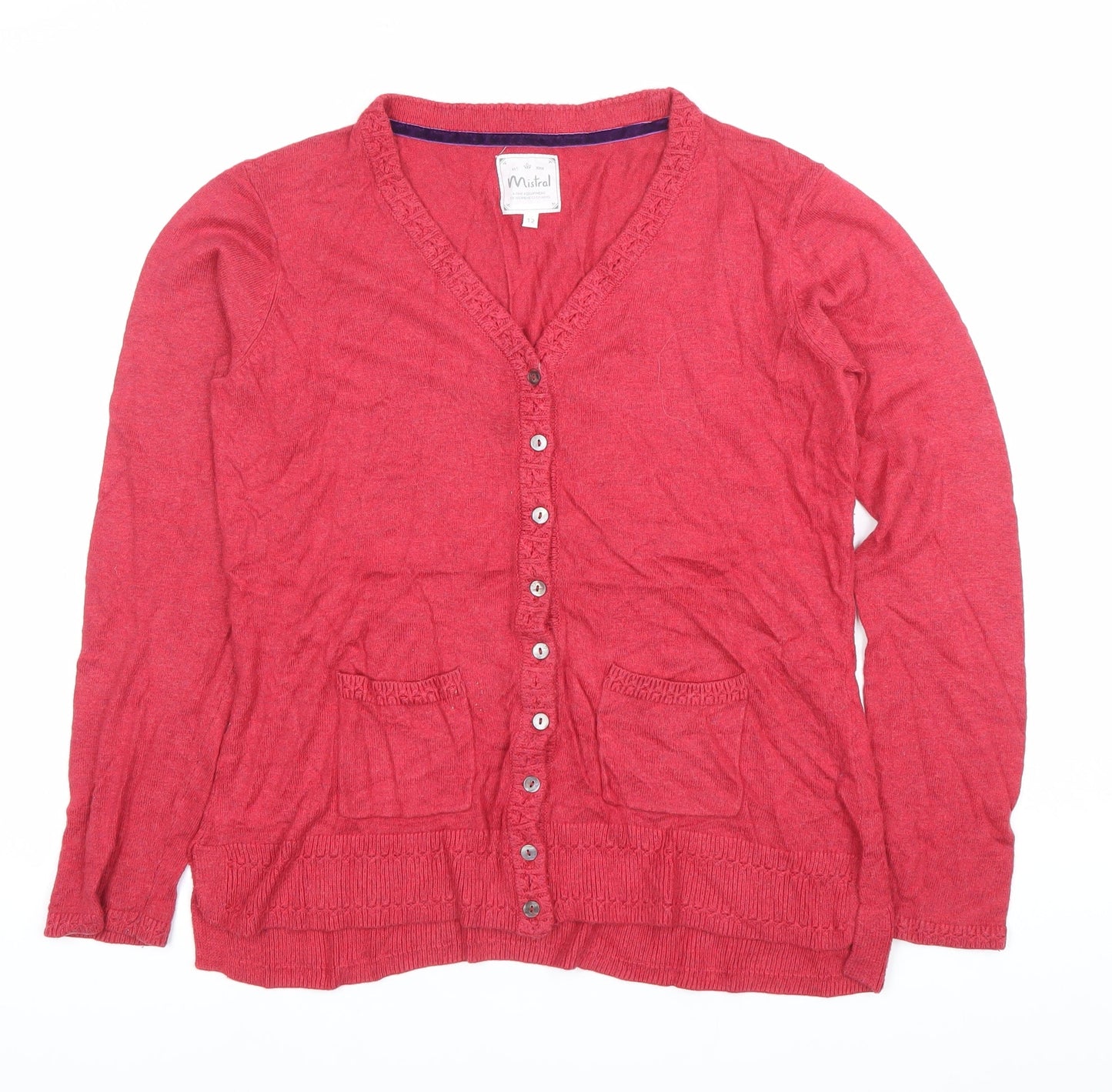 Womens UK Size 12 Mistral Red Cardigan Jumper