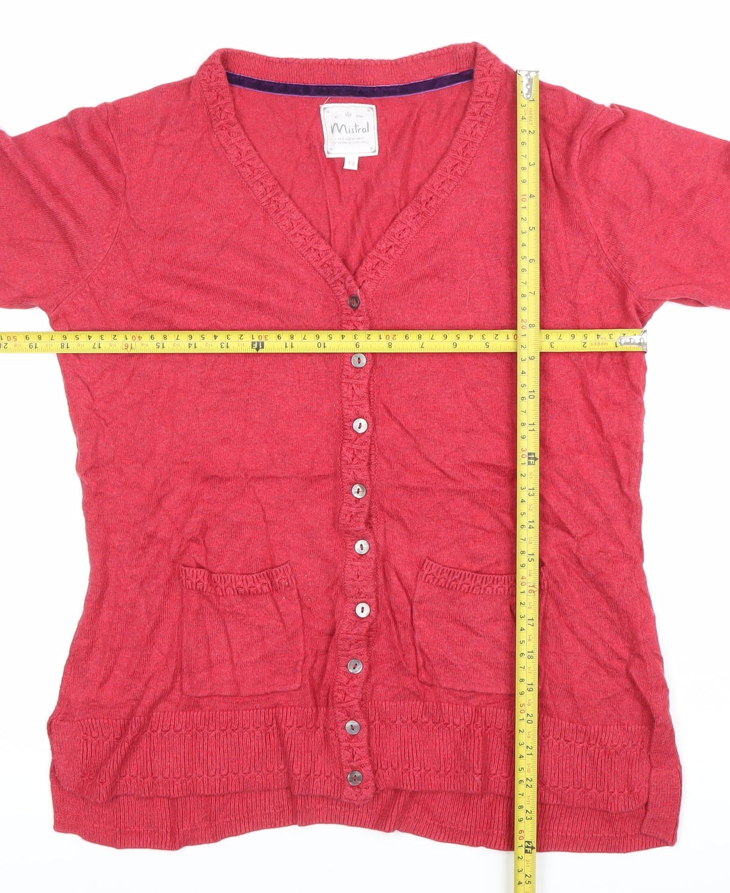 Womens UK Size 12 Mistral Red Cardigan Jumper