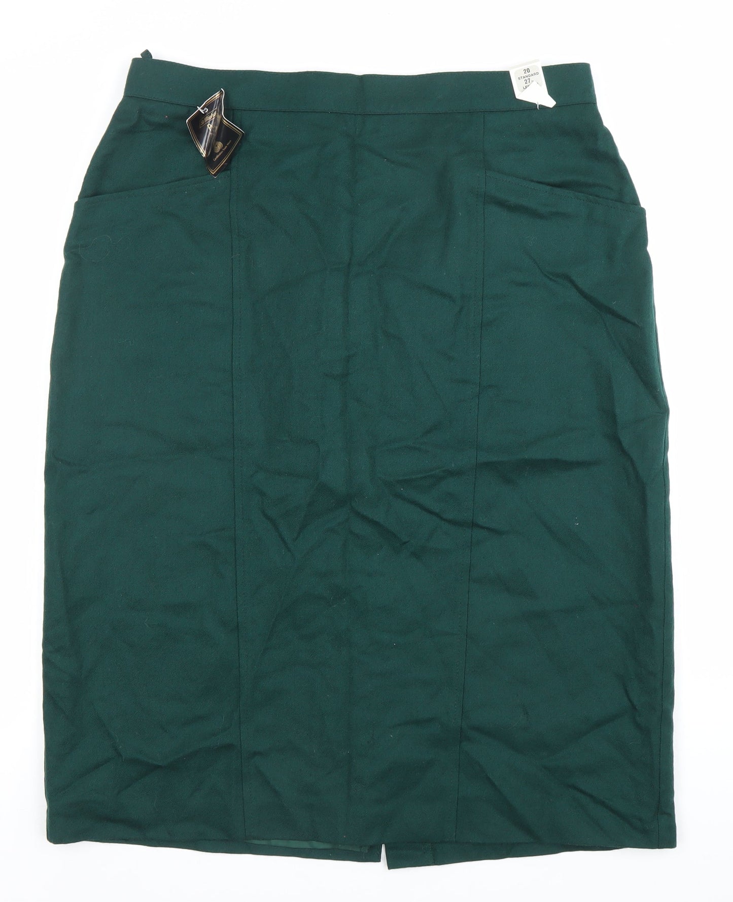 Marks and Spencer Women’s Green Wool Pencil Skirt Size 20 Vintage