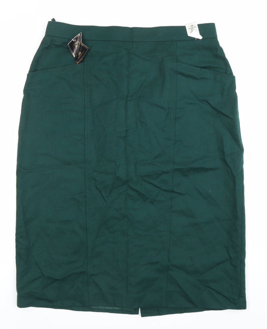 Marks and Spencer Women’s Green Wool Pencil Skirt Size 20 Vintage