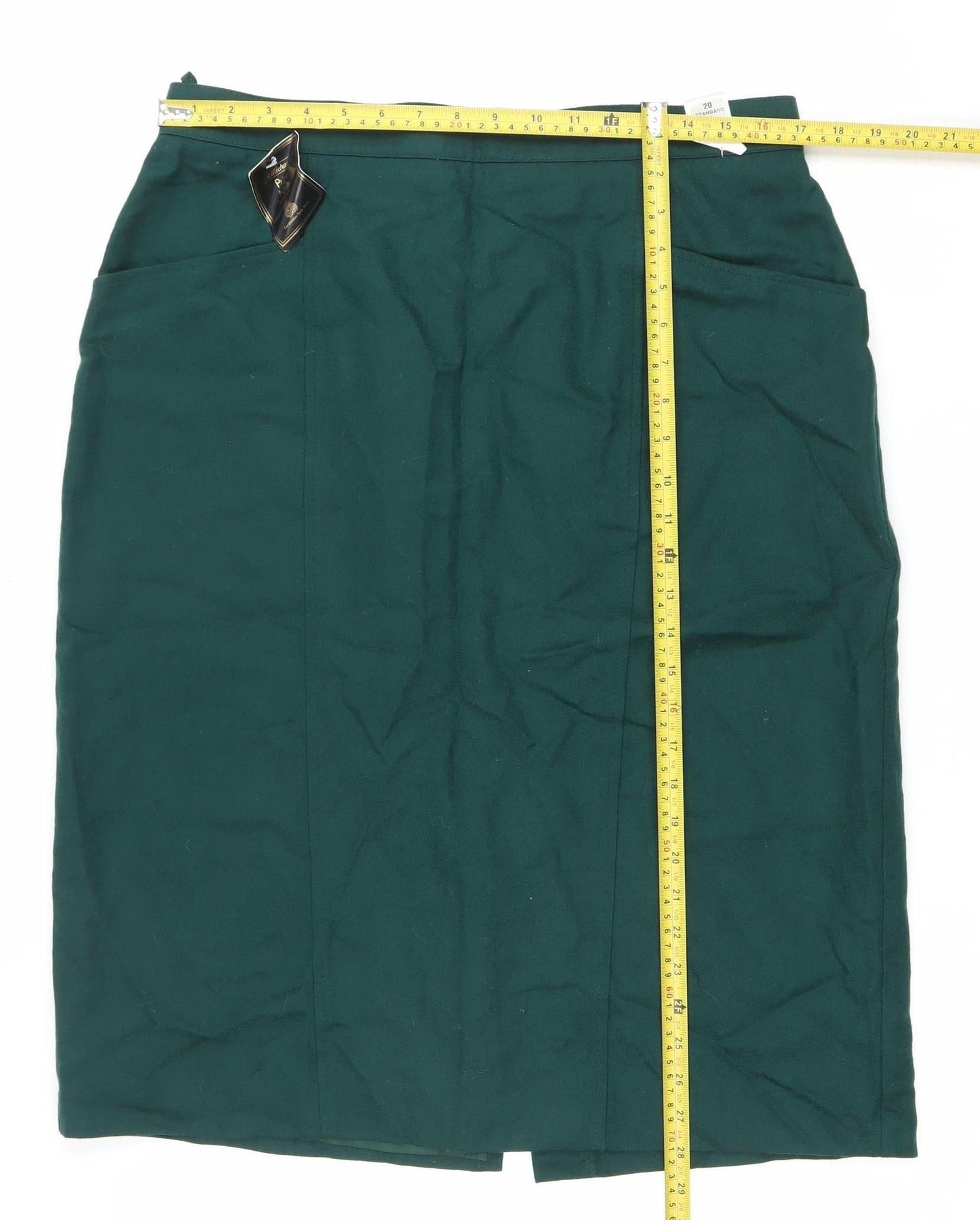 Marks and Spencer Women’s Green Wool Pencil Skirt Size 20 Vintage