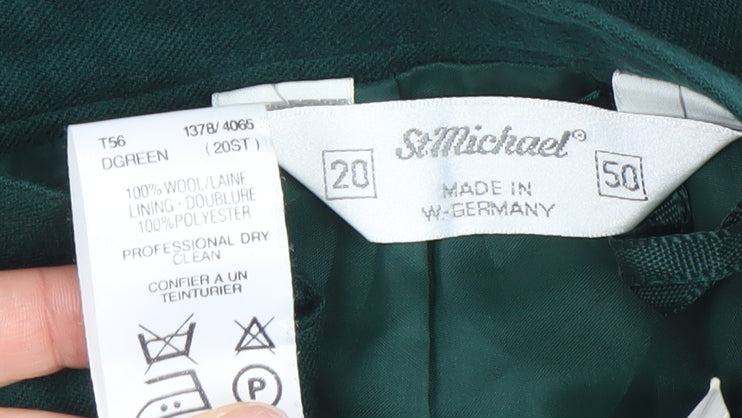 Marks and Spencer Women’s Green Wool Pencil Skirt Size 20 Vintage