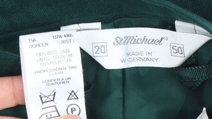 Marks and Spencer Women’s Green Wool Pencil Skirt Size 20 Vintage