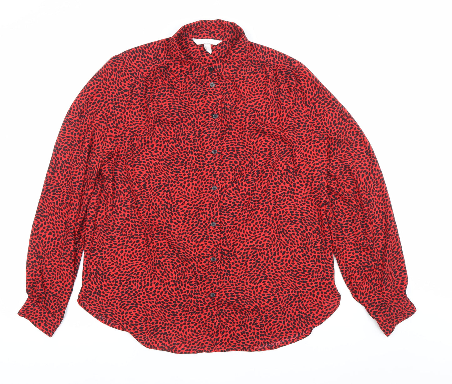 Womens UK Size S H&M Red Basic Button-Up