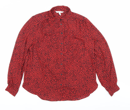 Womens UK Size S H&M Red Basic Button-Up