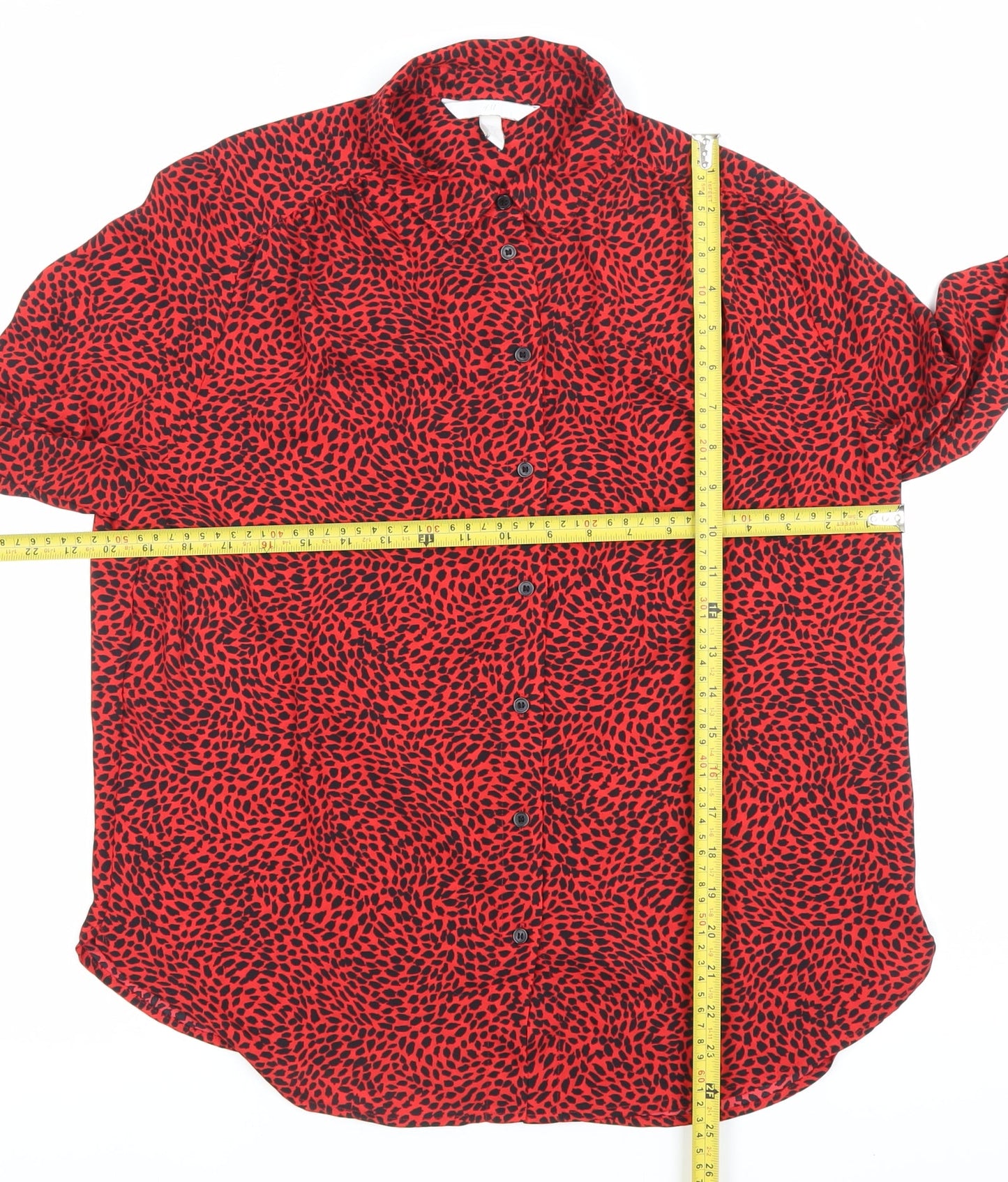 Womens UK Size S H&M Red Basic Button-Up