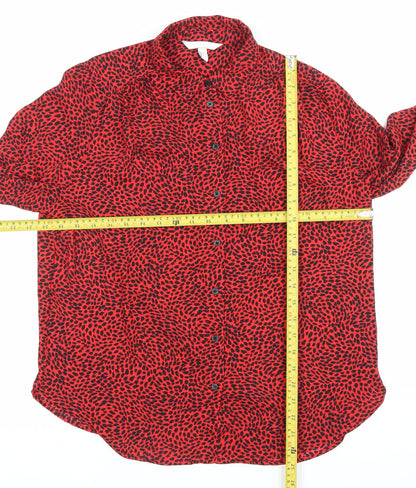 Womens UK Size S H&M Red Basic Button-Up