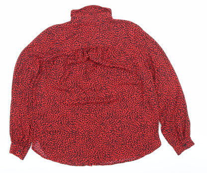 Womens UK Size S H&M Red Basic Button-Up