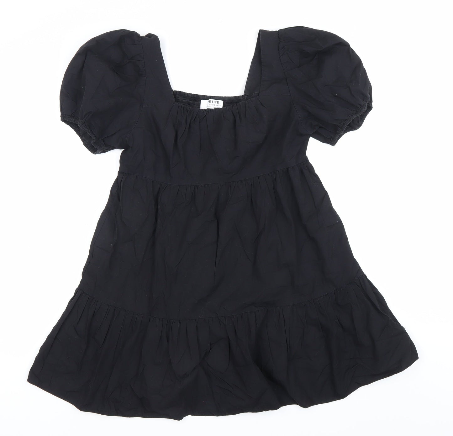 Dorothy Perkins Petite Women Black Size 10 Skater Dress Puff Sleeve