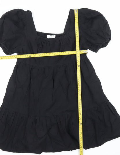 Dorothy Perkins Petite Women Black Size 10 Skater Dress Puff Sleeve