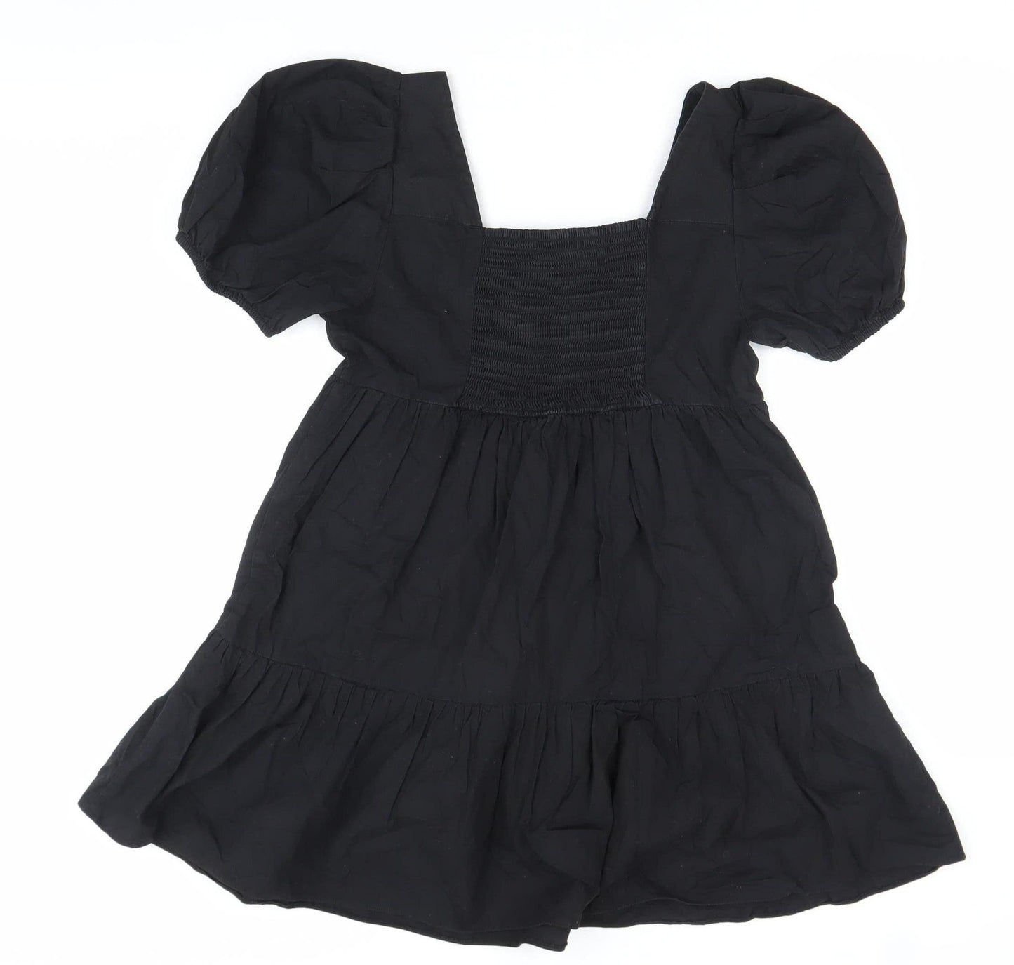Dorothy Perkins Petite Women Black Size 10 Skater Dress Puff Sleeve