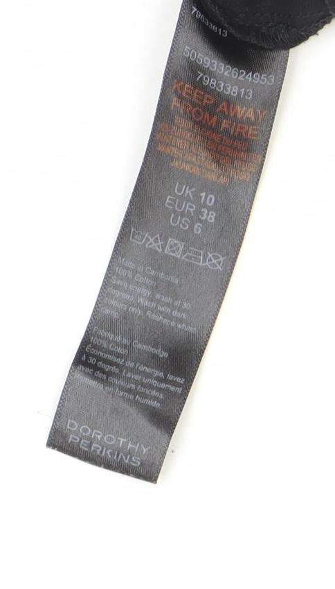 Dorothy Perkins Petite Women Black Size 10 Skater Dress Puff Sleeve