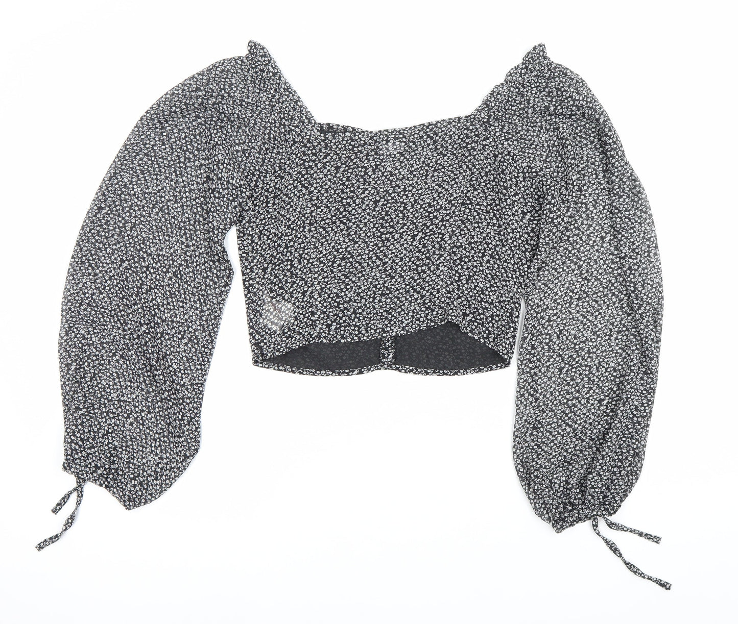 Womens UK Size 8 Boohoo Black Cropped Blouse