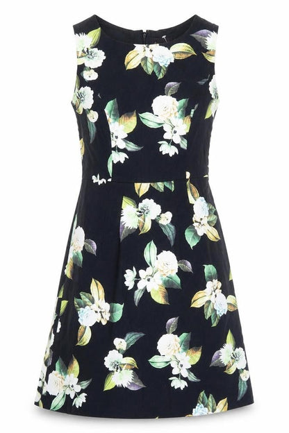 Fearne Eighty Womens Black Floral Sleeveless Tunic Dress Size 10