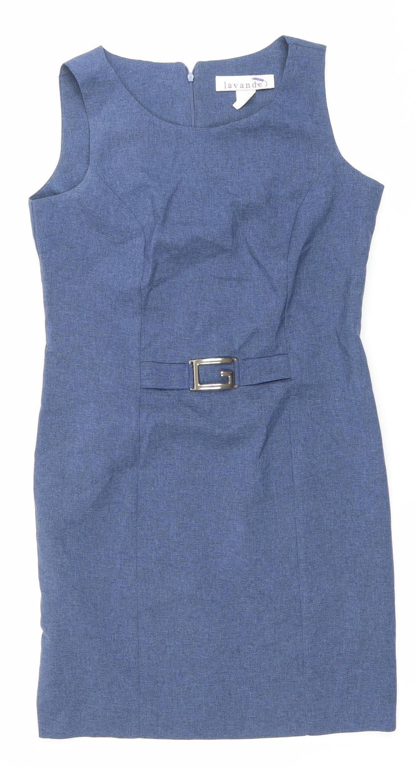 Lavande Women’s Blue Size 8 Sleeveless Sheath Knee Length Dress
