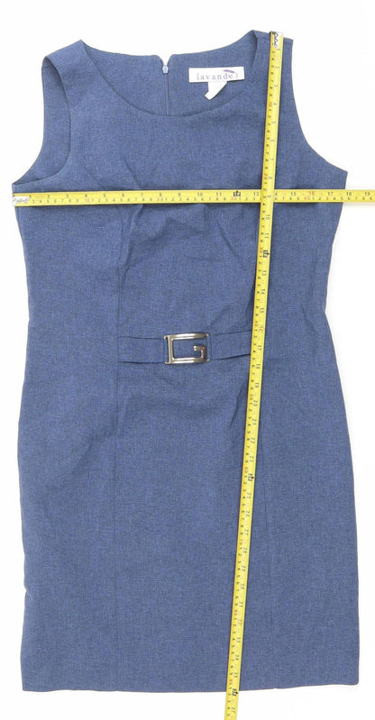 Lavande Women’s Blue Size 8 Sleeveless Sheath Knee Length Dress