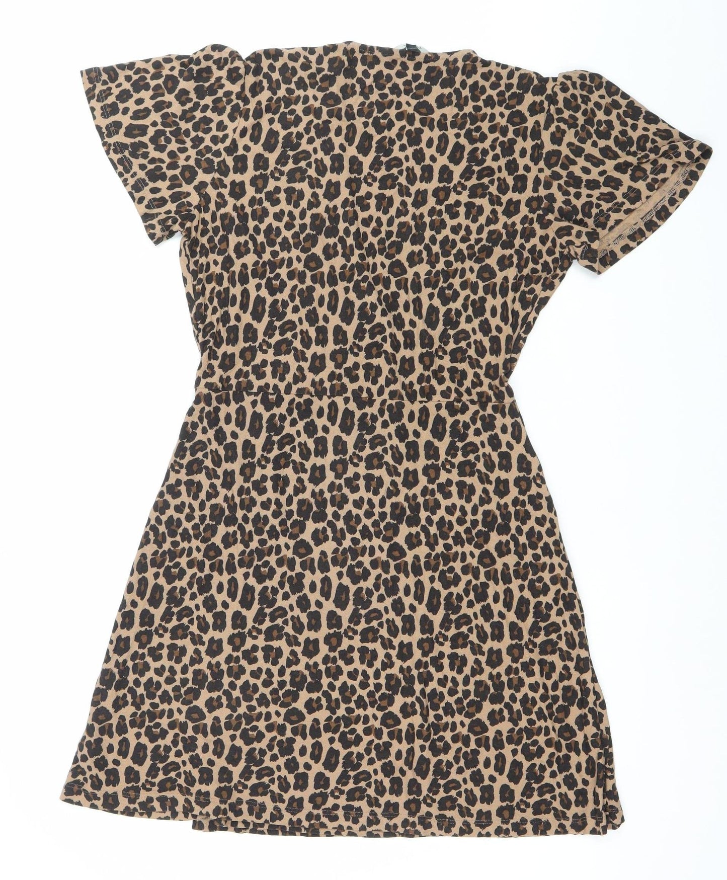 Next Womens Brown Leopard Print Shirt Dress Size 10 Viscose