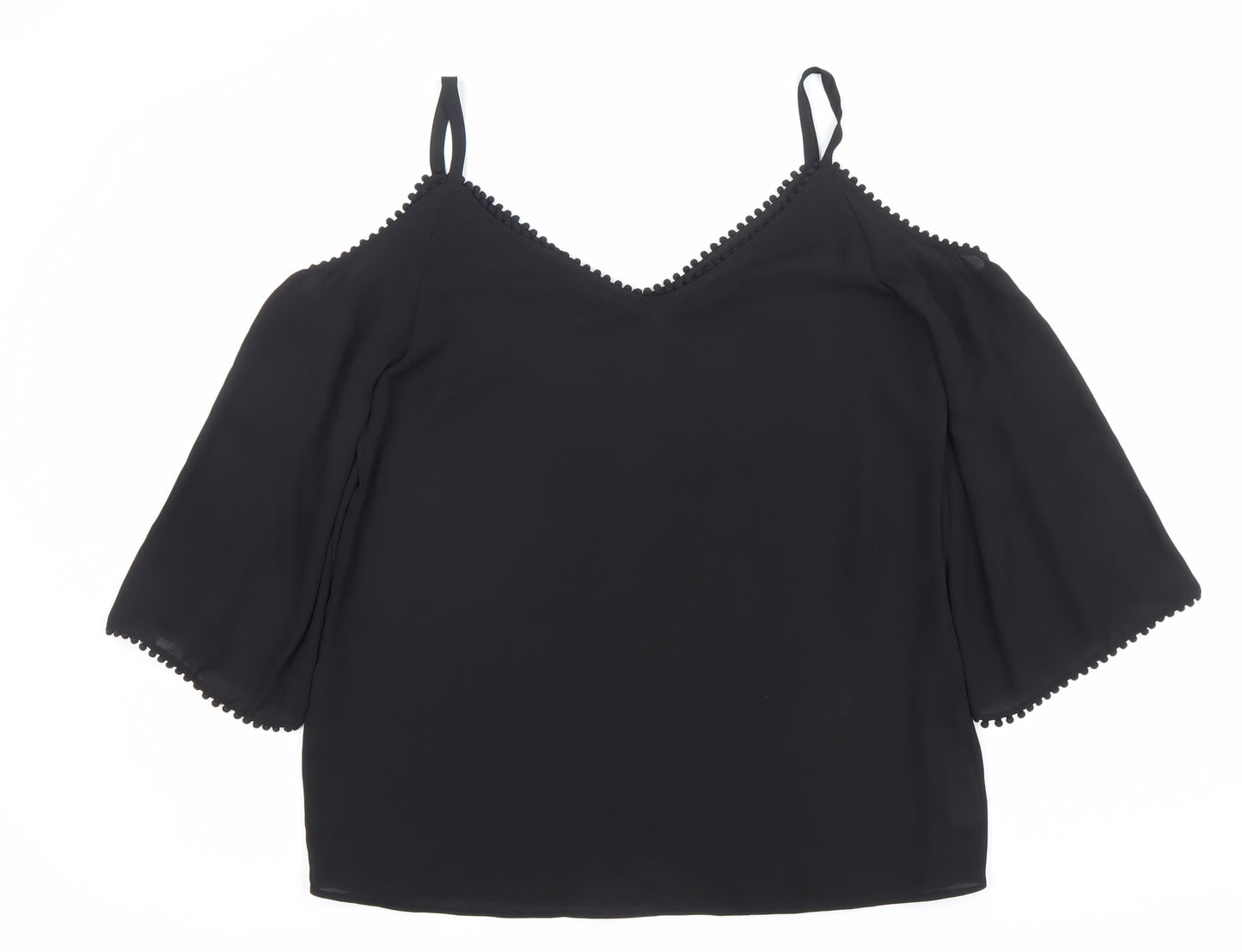 Womens UK Size S Wallis Black Cold Shoulder Blouse