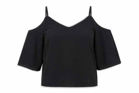 Womens UK Size S Wallis Black Cold Shoulder Blouse