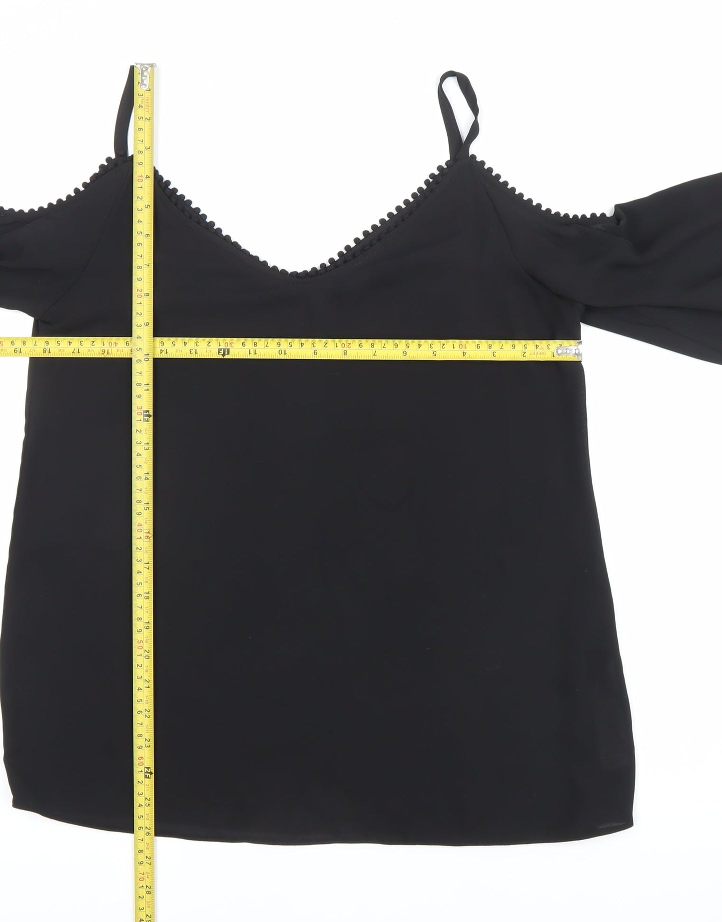 Womens UK Size S Wallis Black Cold Shoulder Blouse