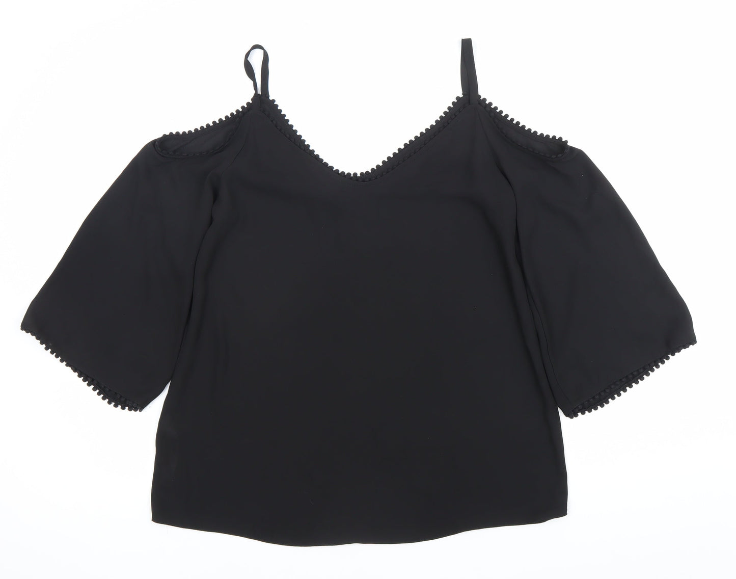 Womens UK Size S Wallis Black Cold Shoulder Blouse